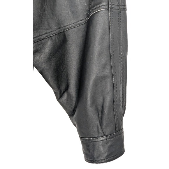 L.A. LEATHER Mens Bomber Jacket SIZE 3XL Black Motorcycle Geek Grunge Gothic - Picture 9 of 16